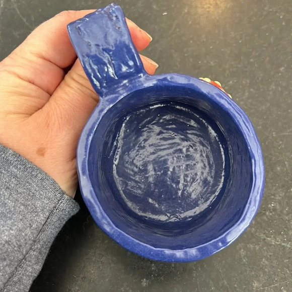 Mushrooms Handmade Pottery Mug Glazed Red Blue Coffee Tea Cup - Picture 4 of 6